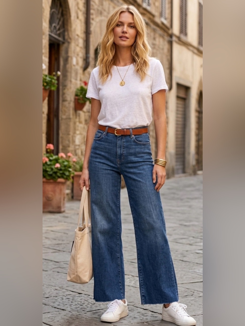 FRAME Bohemian Palazzo High-Rise Wide Leg Jeans - Size 26 Raw Hem Luxury Jeans
